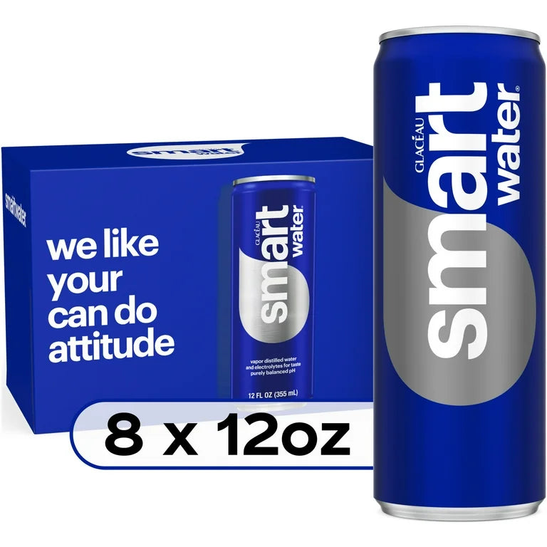 smartwater vapor distilled premium water cans, 12 fl oz 8 pack
