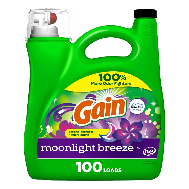 Gain + Aroma Boost Moonlight Breeze Scent HE Compatible Liquid Laundry Detergent Soap