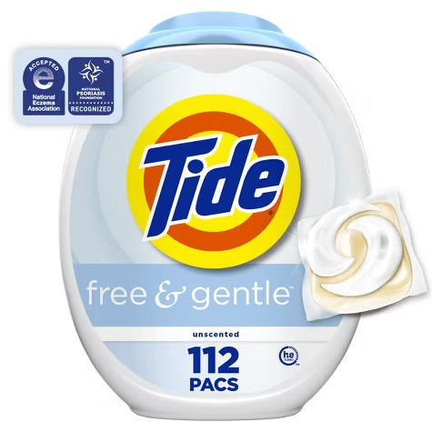 Tide Pods HE Compatible Laundry Detergent Pacs - Free & Gentle
