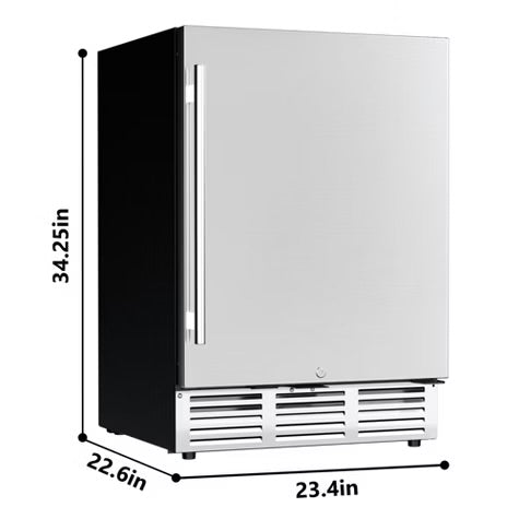 Simzlife 5.3 Cu.ft/180 Cans Mini Beverage Refrigerator, Undercounter Portable Fridge with Removable Shelves & LED Light, Stainless Steel, Silver