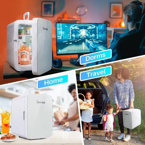 AstroAI Mini Fridge,15 Can 10 Liter Mini Refrigerator Cooler Warmer, AC/DC Thermoelectric Skincare Fridge for Beverage, Bedroom