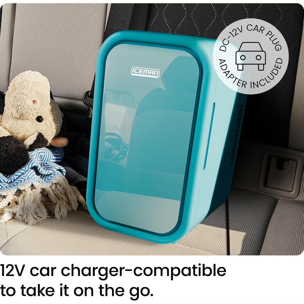 ICEMAN Portable Mini Fridge w/ 8 12oz Can Capacity, Cools and Heats, Car Plug Included