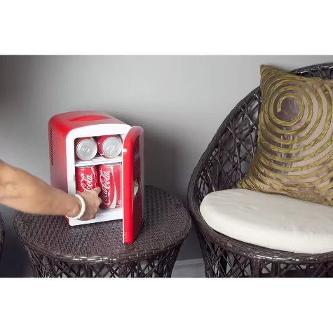 Coca-Cola Polar Bear 4L Cooler/Warmer 12V DC 110V AC Mini Fridge - Red: Thermoelectric Dorm Refrigerator, 6 Can Capacity