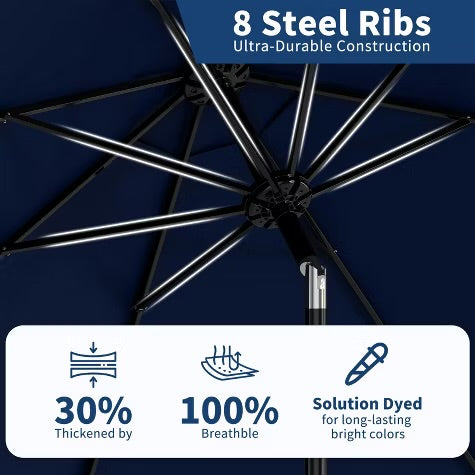 9' Outdoor Patio Umbrella, Outdoor Table Umbrella, Yard Umbrella, Market Umbrella with 8 Sturdy Ribs, Push Button Tilt and Crank