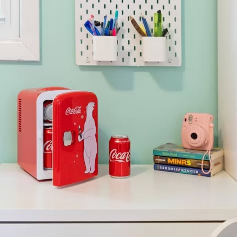 Coca-Cola Polar Bear 4L Cooler/Warmer 12V DC 110V AC Mini Fridge - Red: Thermoelectric Dorm Refrigerator, 6 Can Capacity