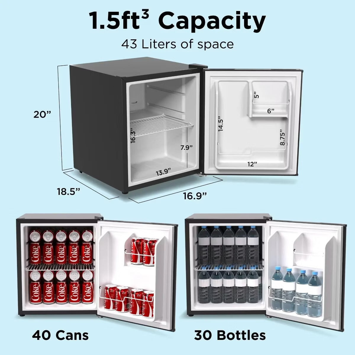 Husky 1.5 Cu.Ft Premium Freestanding Beverage Cooler & Mini Fridge