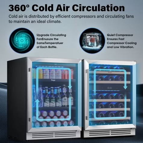 Yeego 48-Inch Wide Dual Zone 2-Pack 92 Bottle Built-In Wine Cooler Refrigerator