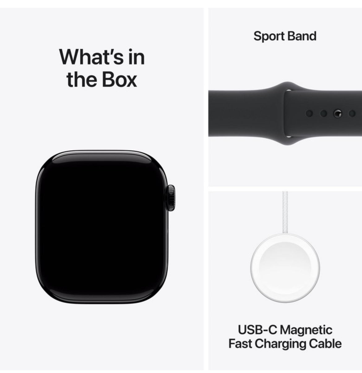 Apple Watch Series 10 GPS 42mm jet Black Aluminum Case with Black Sport Band - S/M