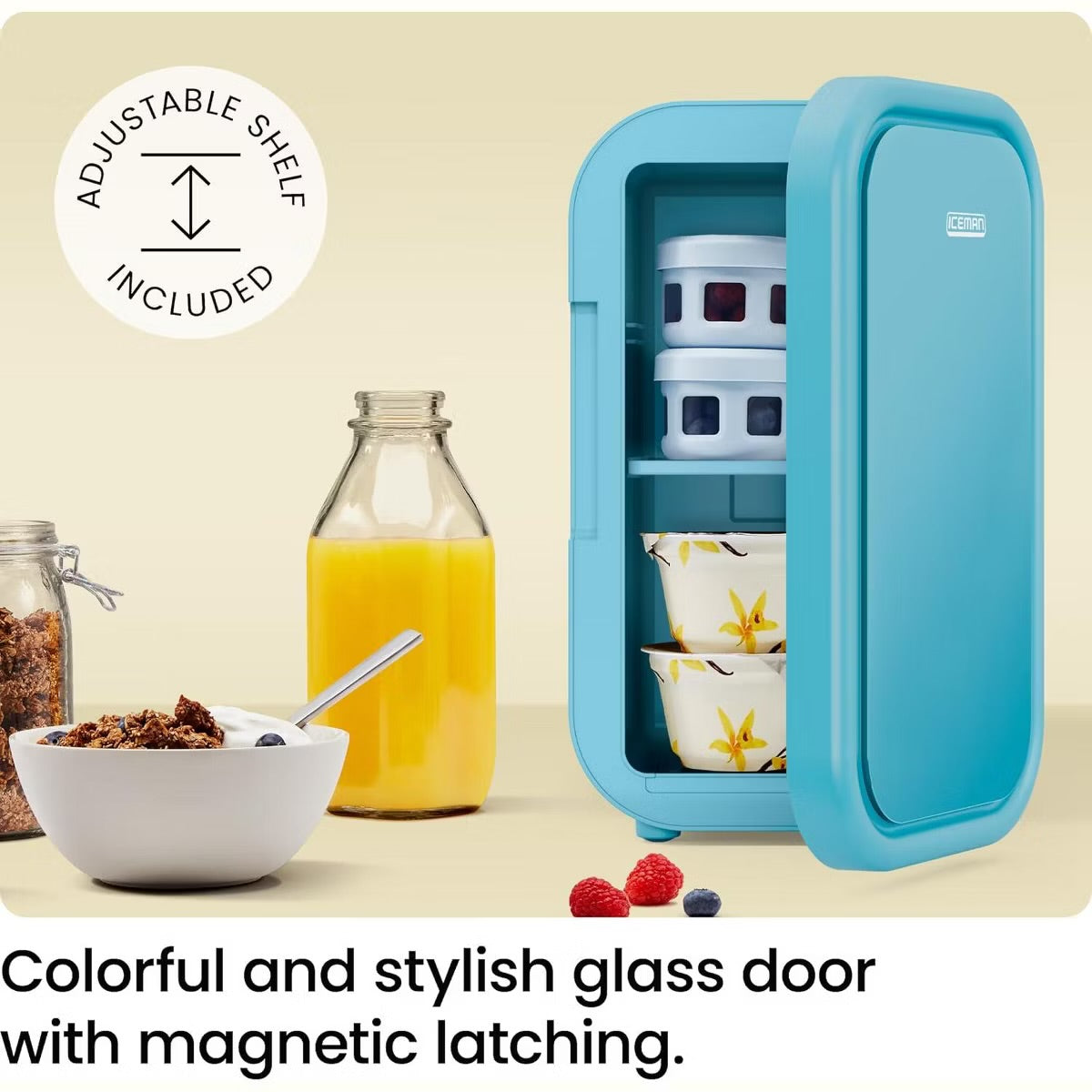 ICEMAN Portable Mini Fridge w/ 8 12oz Can Capacity, Cools and Heats, Car Plug Included