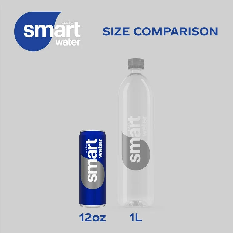 smartwater vapor distilled premium water cans, 12 fl oz 8 pack
