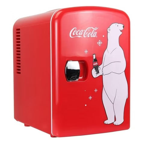 Coca-Cola Polar Bear 4L Cooler/Warmer 12V DC 110V AC Mini Fridge - Red: Thermoelectric Dorm Refrigerator, 6 Can Capacity