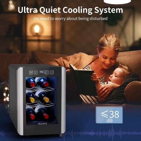Famapy 6 - Bottle Wine Cooler Refrigerator,Mini Freestanding Wine Cellars for Summer,Countertop Wine Cooler with Digital Temperature Control
