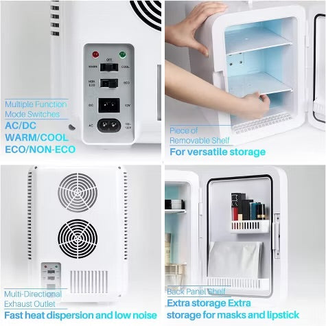 AstroAI Mini Fridge,15 Can 10 Liter Mini Refrigerator Cooler Warmer, AC/DC Thermoelectric Skincare Fridge for Beverage, Bedroom