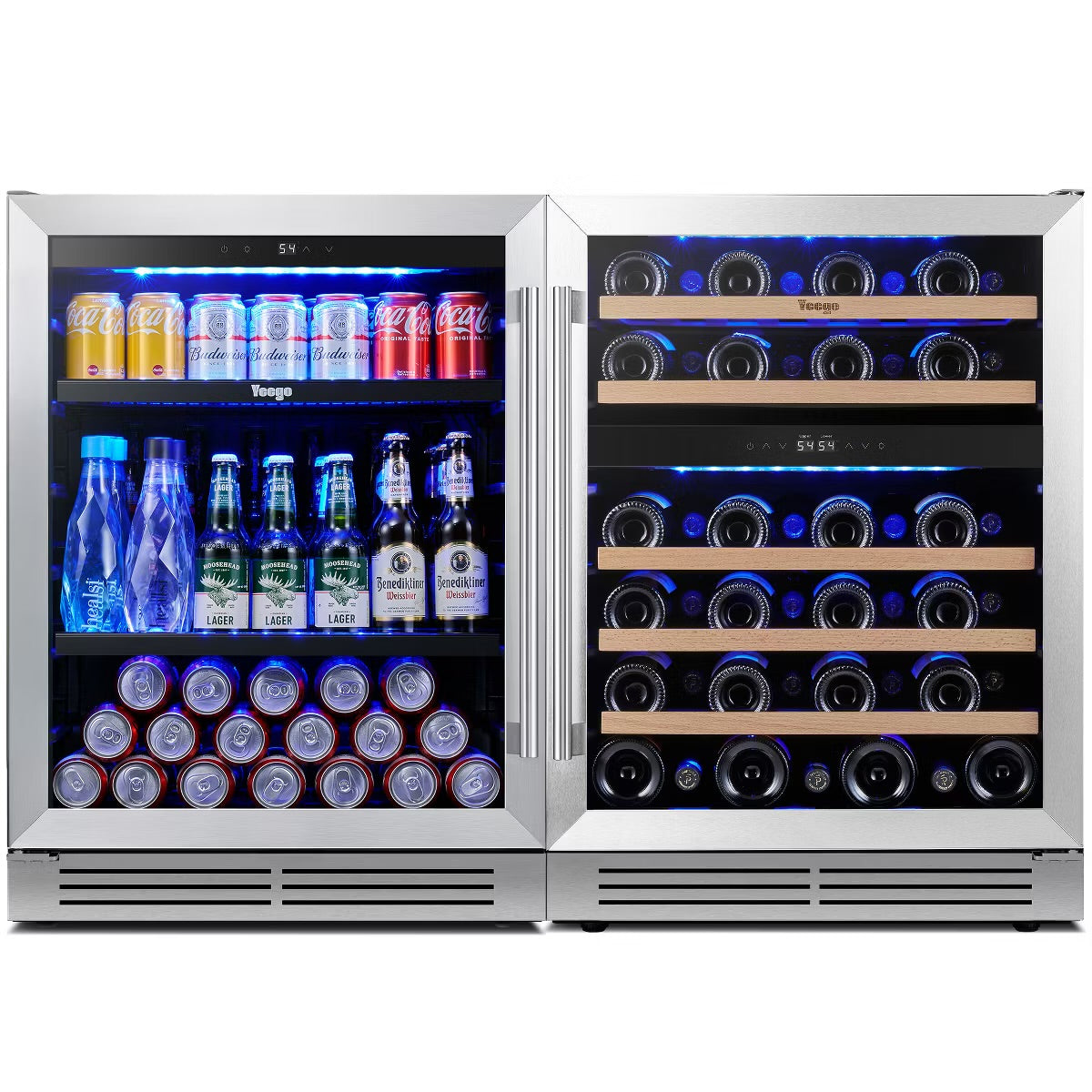 Yeego 48-Inch Wide Dual Zone 2-Pack 92 Bottle Built-In Wine Cooler Refrigerator