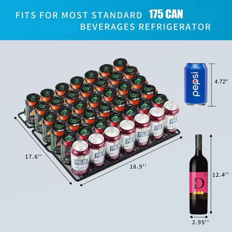 R.W.FLAME 24 Inch Beverage Fridge with Clear Glass Door, Digital Memory Temperature Control, for Cans and Soda, LED Lighting, Quiet Operation