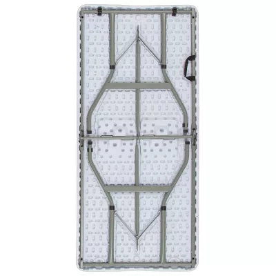 Emma and Oliver 5-Foot Height Adjustable Bi-Fold Granite White Plastic Folding Table with Handle
