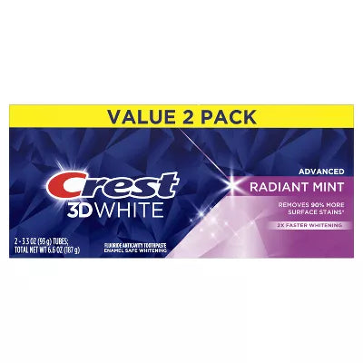 Crest 3D White Advanced Teeth Whitening Toothpaste, Radiant Mint