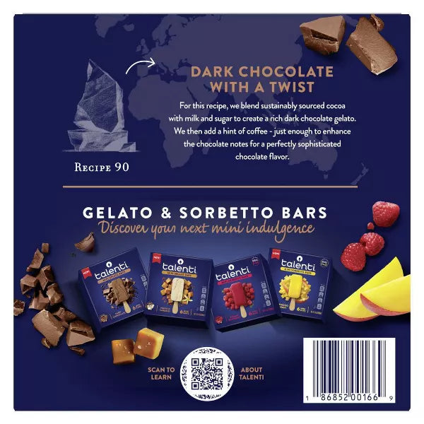 Talenti Dark Chocolate Mini Frozen Gelato Bars - 6pk/11.1 fl oz