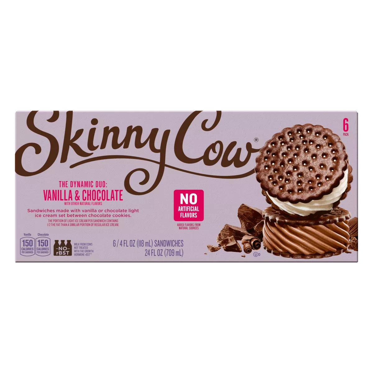 Skinny Cow Vanilla Chocolate Ice Cream Sandwich - 6pk