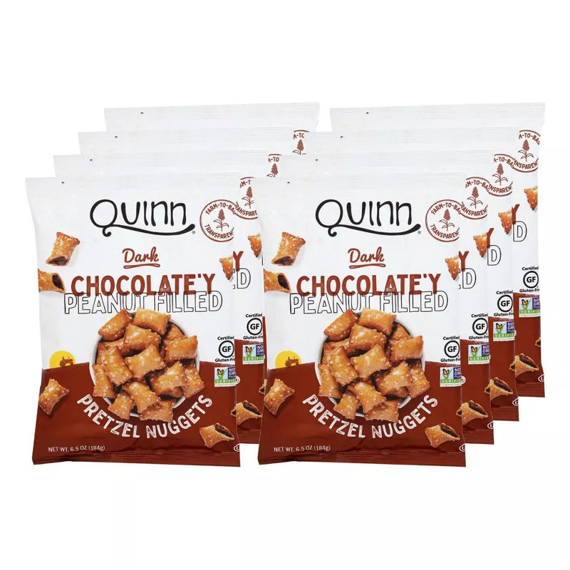 Quinn Chocolate Peanut Butter Filled Pretzel Nuggets - Case of 8/6.5 oz