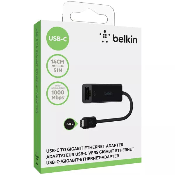 Belkin® USB-C® to Gigabit Ethernet Adapter in Black