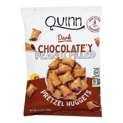 Quinn Chocolate Peanut Butter Filled Pretzel Nuggets - Case of 8/6.5 oz