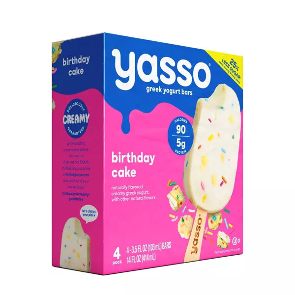 Yasso Frozen Greek Yogurt Birthday Cake Bars - 14 fl oz/4ct
