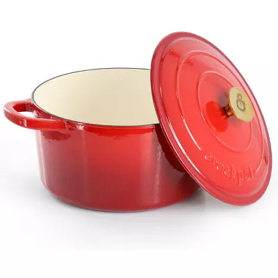 Crockpot Artisan 6 Quart Enameled Cast Iron Dutch Oven with Gold Handle