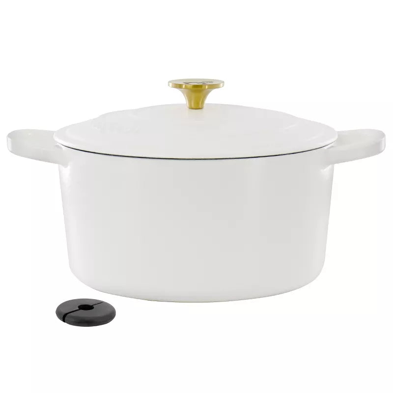 Crockpot Artisan 6 Quart Enameled Cast Iron Dutch Oven with Gold Handle