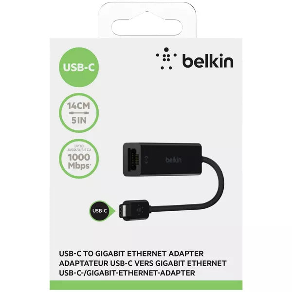 Belkin® USB-C® to Gigabit Ethernet Adapter in Black