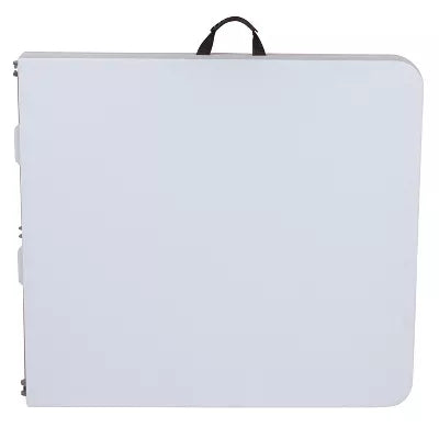 Emma and Oliver 5-Foot Height Adjustable Bi-Fold Granite White Plastic Folding Table with Handle