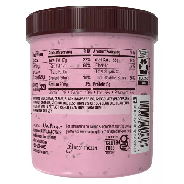 Talenti Black Raspberry Chocolate Chip Gelato - 16oz