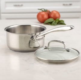 Cuisinart Classic 1qt Stainless Steel Saucepan with Cover - 8319-14: Small Pot, Tempered Glass Lid, Even-Heating, Dishwasher-Safe