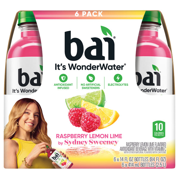 Bai Raspberry Lemon Lime by Sydney Sweeney Antioxidant Beverage - 6 pk