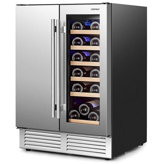 Costway 2-in-1 Beverage and Cooler Free-standing & Built-in Dual Zones Fridge