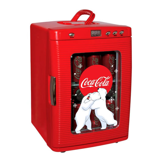 Coca-Cola Polar Bear 28 Can Cooler/Warmer 12V DC 110V AC Mini Fridge - Red: Countertop Beverage Refrigerator, Thermoelectric