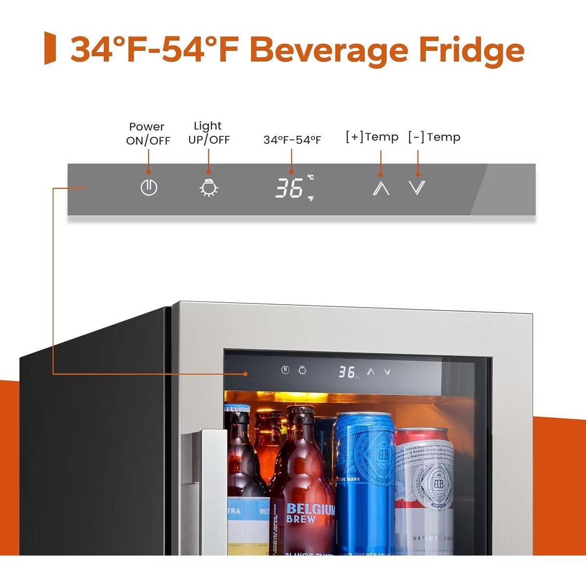Ca'Lefort Dual 15" Single Zone Beverage Refrigerator Cooler Combo - 30 Inch Beverage Fridge Glass Door Built-in or Freestanding for Home/Kitchen