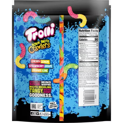 Trolli Sour Brite Candy Crawlers Gummi Worms – 28.8oz