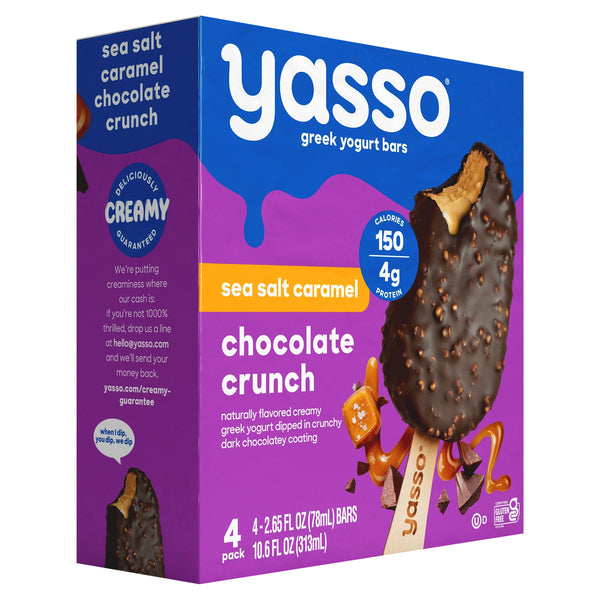 Yasso Dipped Greek Yogurt Bars Sea Salt Caramel Chocolate Crunch - 4 ct