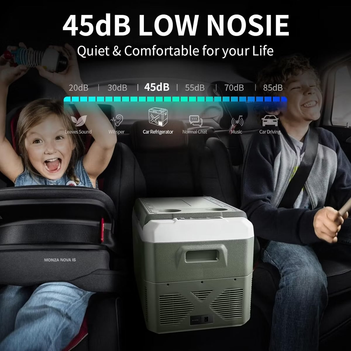 12 Volt Car Refrigerator, Electric Cooler Portable fridge WIFI APP Control, 32Quart(30L) -4℉-68℉, 12/24V DC100-240 Volt AC,Multi-ways to power