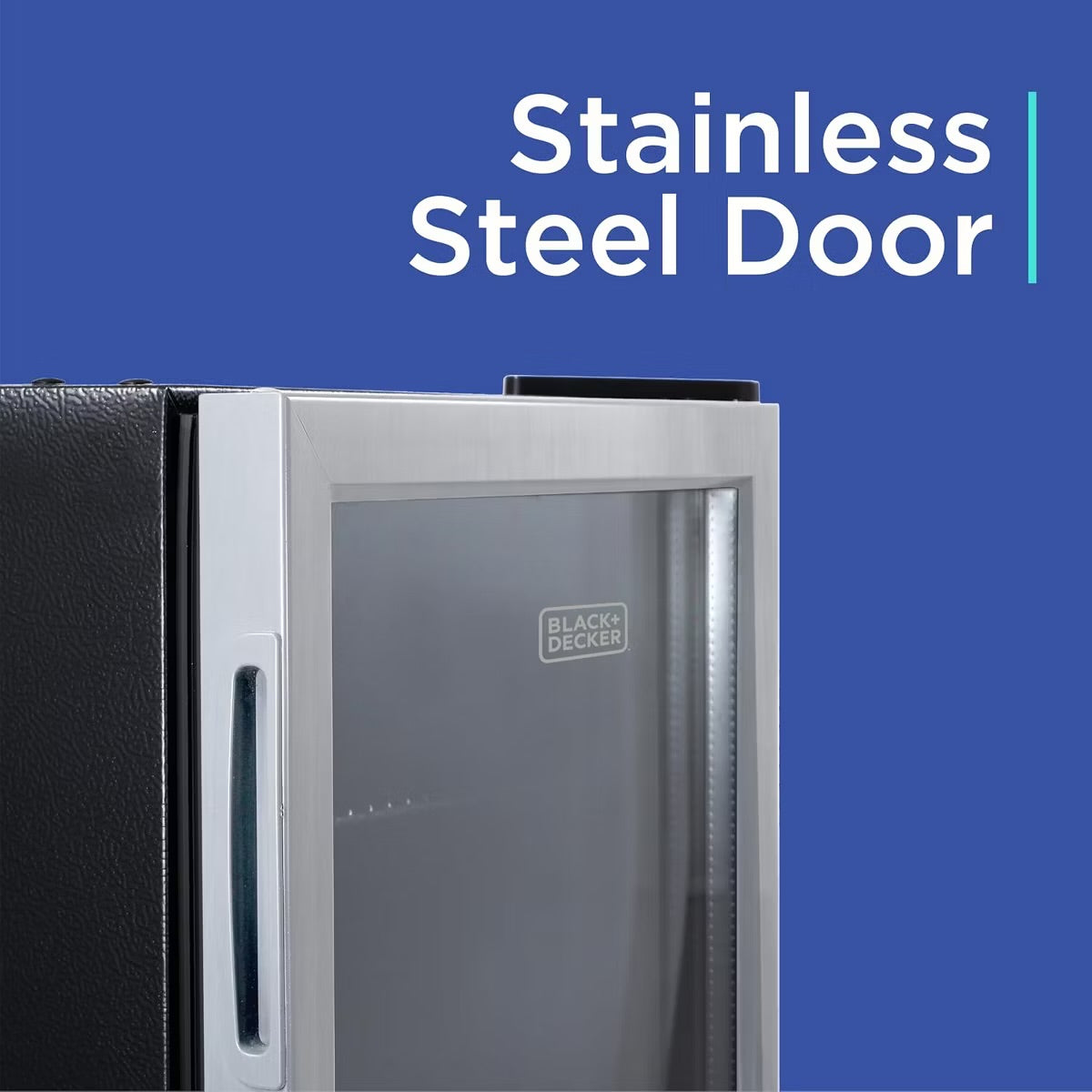 BLACK+DECKER 2.4 Cu. Ft. Beverage Cooler, Beverage Fridge with Double Pane Glass Door, Drink Fridge and Beverage Refrigerator with 76-Can Capacity