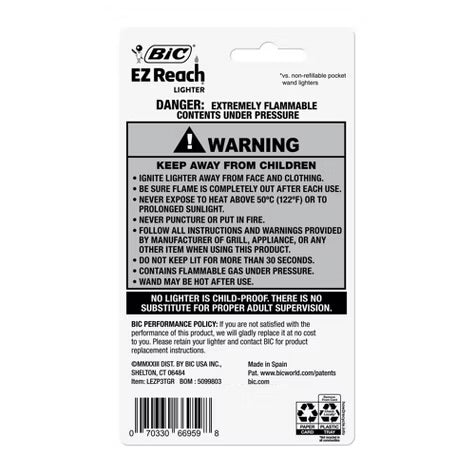 BiC EZ Reach 3pk Lighters: Up to 50% More Lights, Child-Resistant, Multipurpose Use, Butane Powered