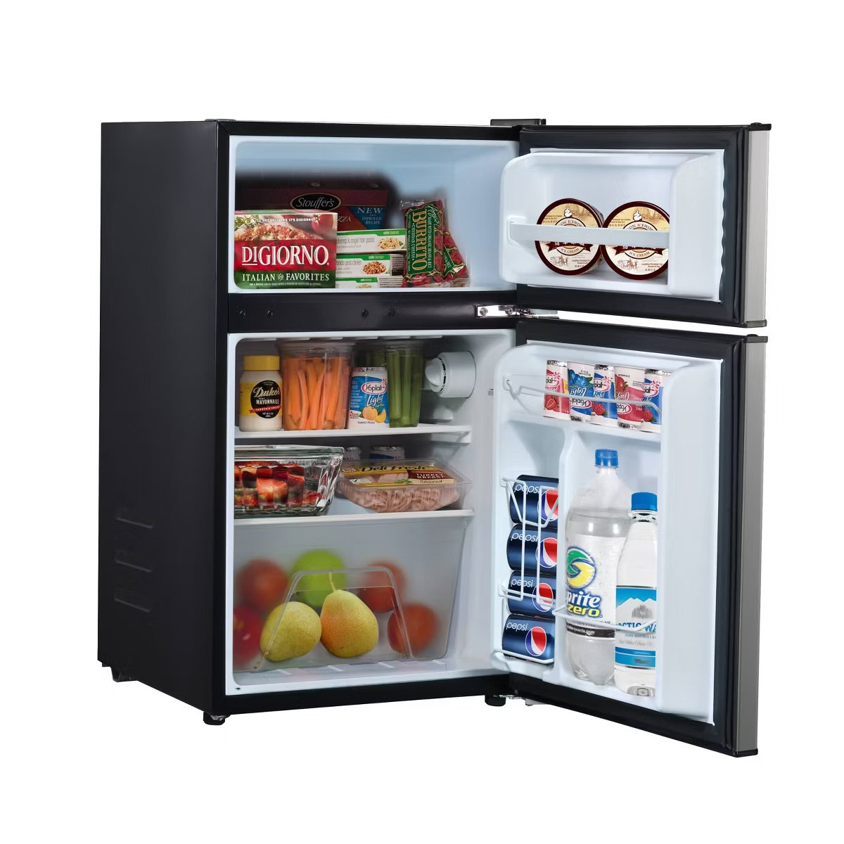 Whirlpool 3.1 cu ft Mini Refrigerator Stainless Steel WH31S1E: Energy Star Certified Dorm Fridge, Reversible Door, 2 Shelves