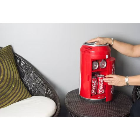Coca-Cola 8 Can Portable Mini Fridge 12V DC 110V AC 5.4L Cooler - Red: Skincare & Beverage Thermoelectric Refrigerator