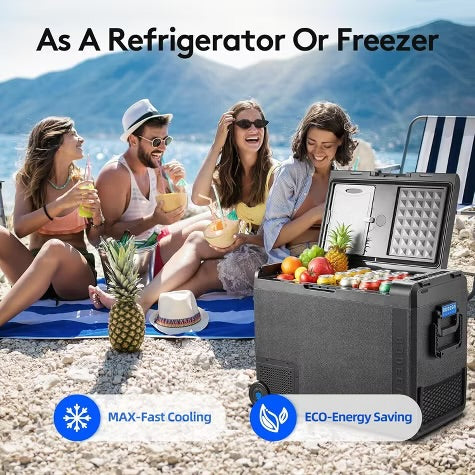 12 Volt Car Fridge,61 Quarts (58L),APP control,-4℉-68℉,Low noise cooler,H/M/L protection system,Cup slots design,Battery Protection,Two-way cover