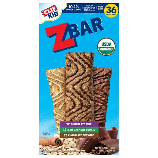 Zbar Chocolate Chip, Iced Oatmeal Cookie, Chocolate Brownie Organic Kids Snack Bars