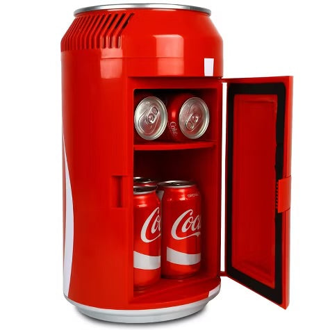 Coca-Cola 8 Can Portable Mini Fridge 12V DC 110V AC 5.4L Cooler - Red: Skincare & Beverage Thermoelectric Refrigerator