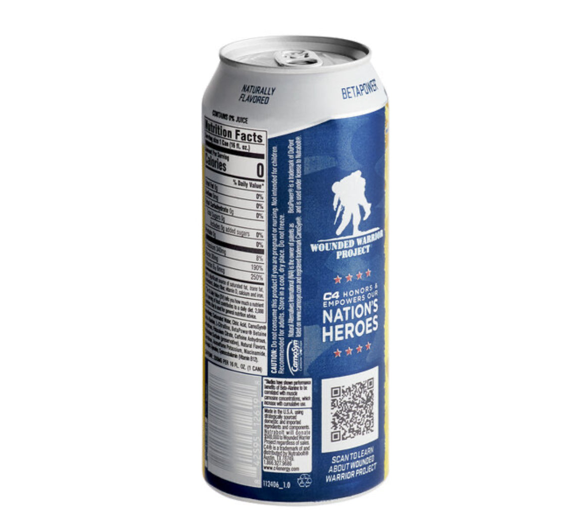 C4 Energy Mango Foxtrot Wounded Warrior Energy Drink 16 fl. oz. Can