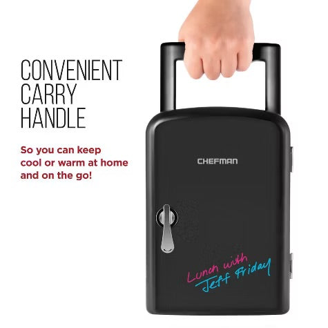 Chefman Portable 6-Can Mini Fridge with Dry Erase Door - Black