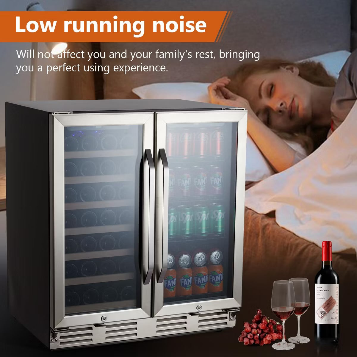 30 inch Wine and Beverage Refrigerator, 96 Cans&33 Bottle - Dual Zone Built-in or Freestanding Fridge